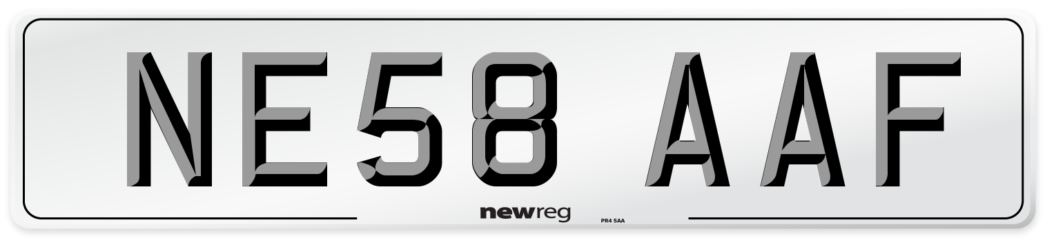 NE58 AAF Number Plate from New Reg